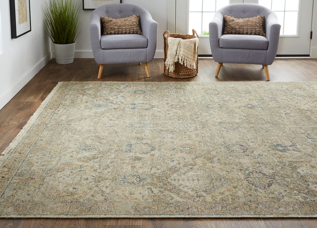 Marabel Traditional Oriental Taupe Ivory Gray Area Rug (2' x 3')