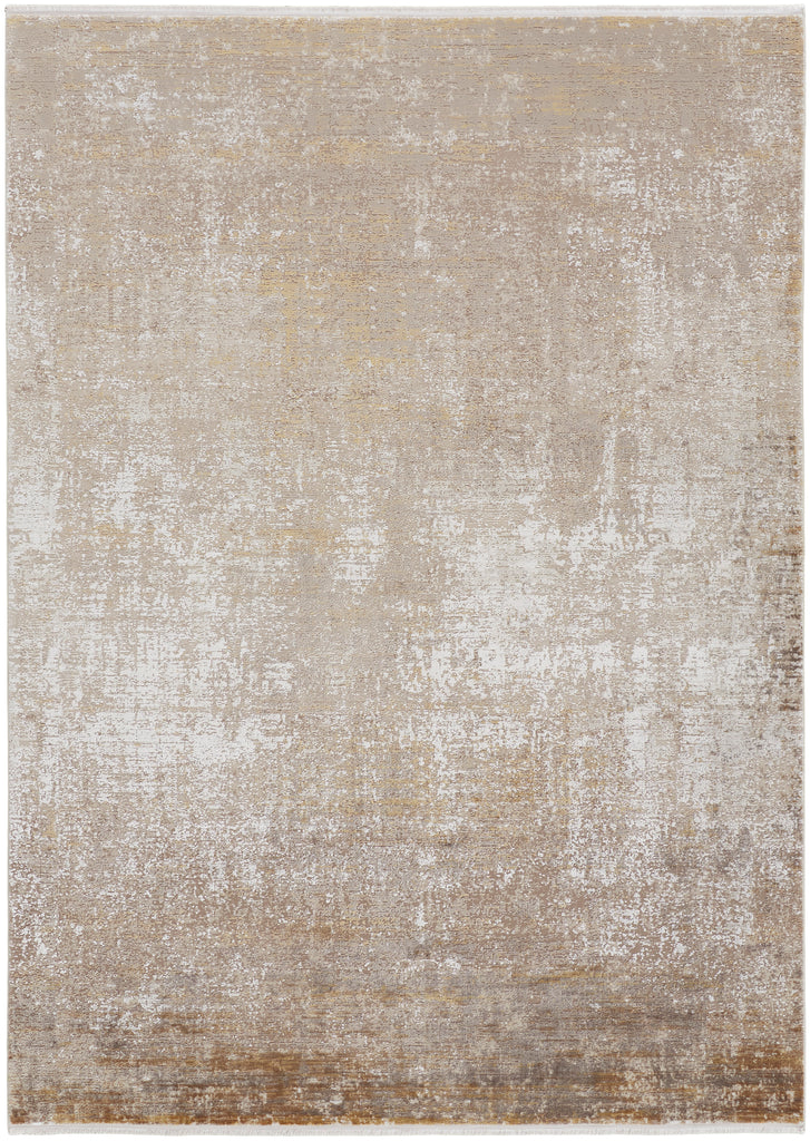 Cadiz Modern Abstract Taupe Ivory Gold Area Rug (7'9" x 11')