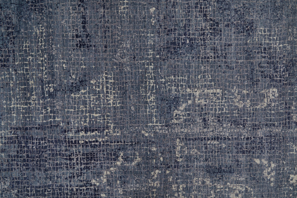 Marinn Modern Abstract Blue Ivory Area Rug (9'6" x 13'6")