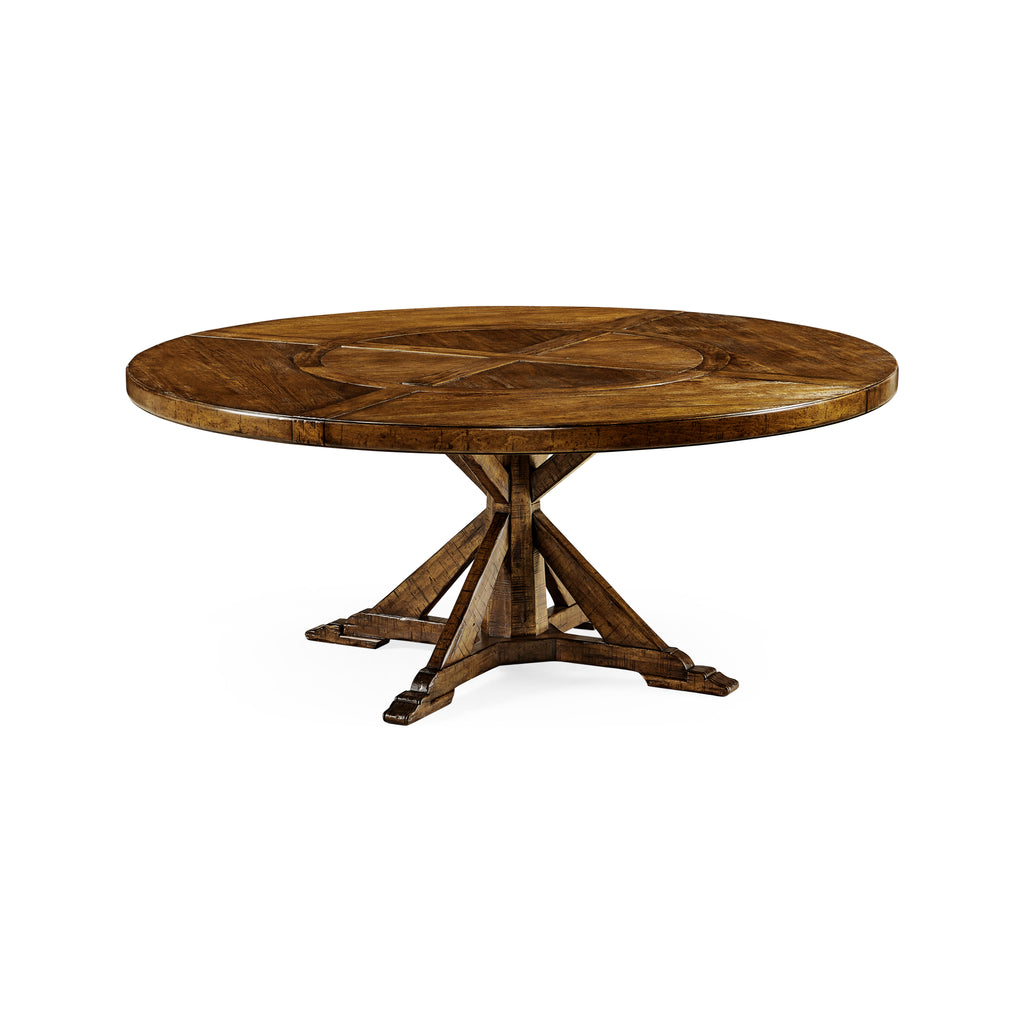 Casual Accents Country Walnut Round Dining Table 72"