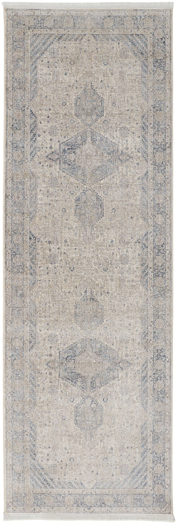 Marquette Transitional Medallion Taupe Gray Blue Area Rug (2'8" x 10')