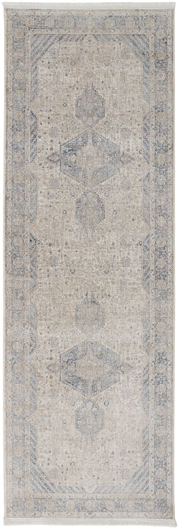 Marquette Transitional Medallion Taupe Gray Blue Area Rug (6'7" x 9'10")