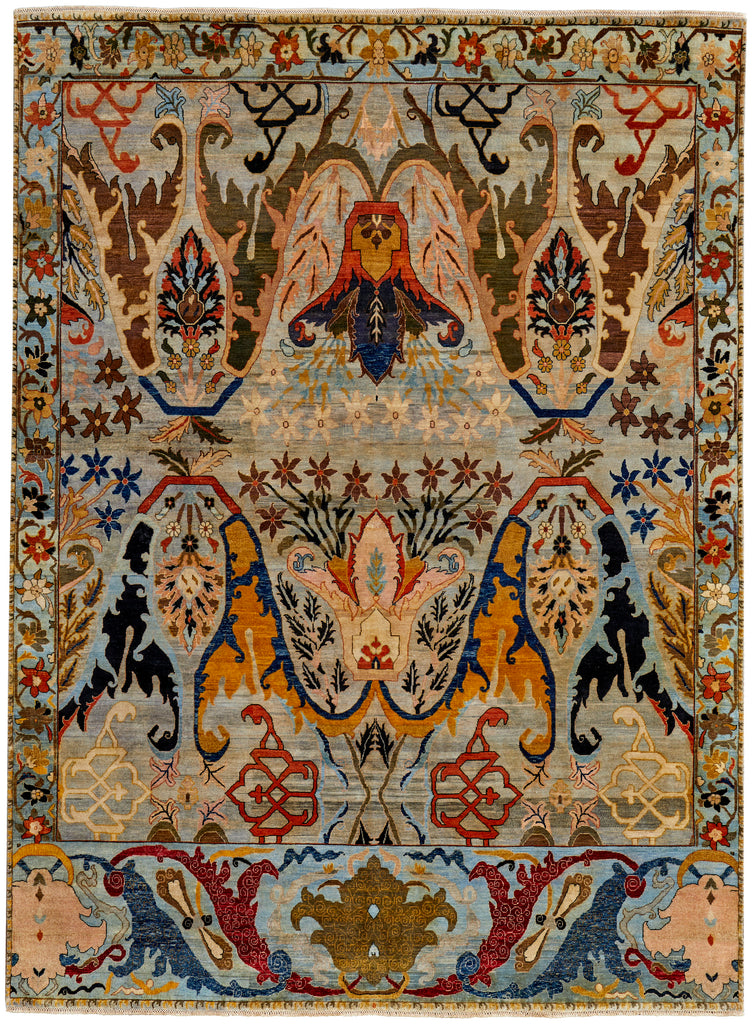 Killian Traditional Persian Gray Red Blue Area Rug (8'6" x 11'6")