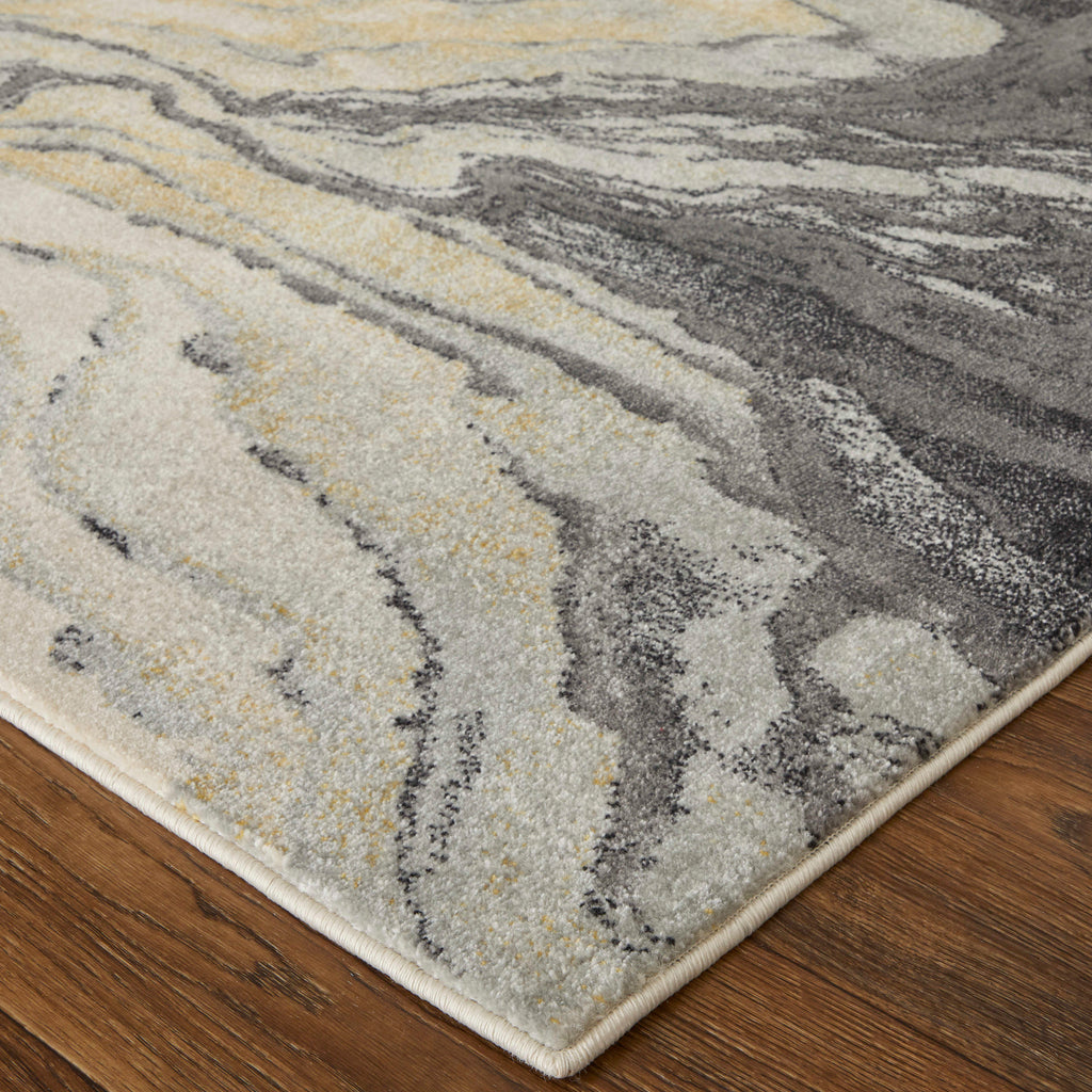 Bleecker Modern Watercolor Gray Yellow Ivory Area Rug (1'8" x 2'10")