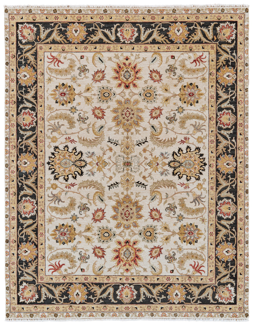 Bhatia Traditional Oriental Ivory Black Yellow Area Rug (2' x 3')