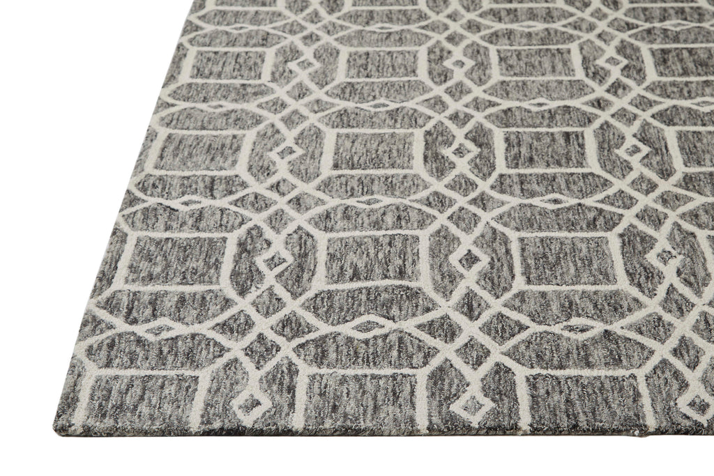 Rhett Transitional Trellis Lattice Black Gray Ivory Area Rug (9' x 12')