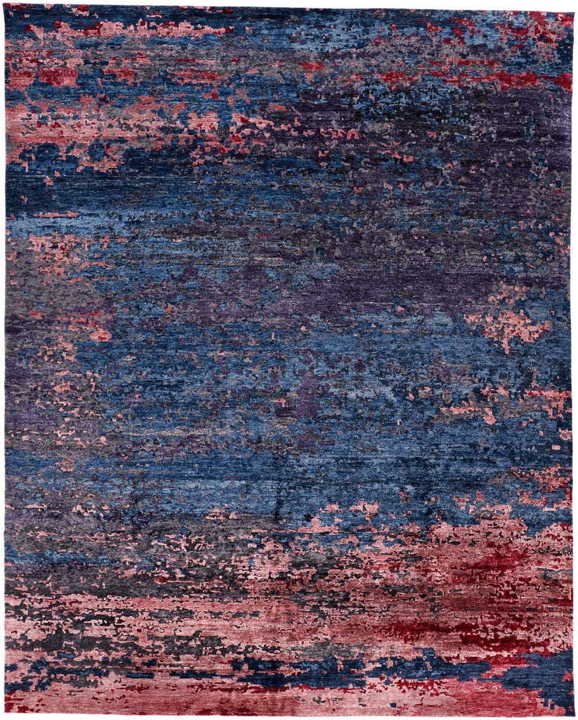 Gemma Modern Watercolor Blue Pink Purple Area Rug (2' x 3')