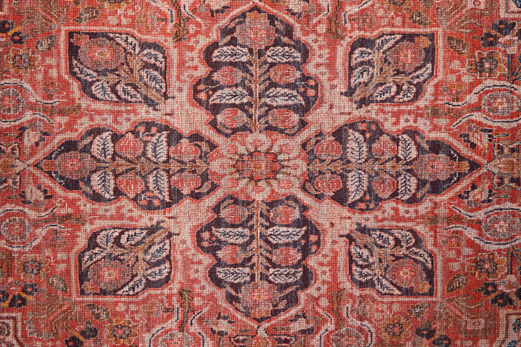 Rawlins Transitional Medallion Red Tan Pink Area Rug (8'10" x 12')