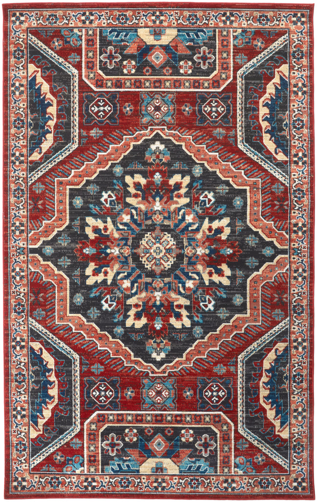 Nolan Transitional Medallion Red Gray Tan Area Rug (10' x 13'2")