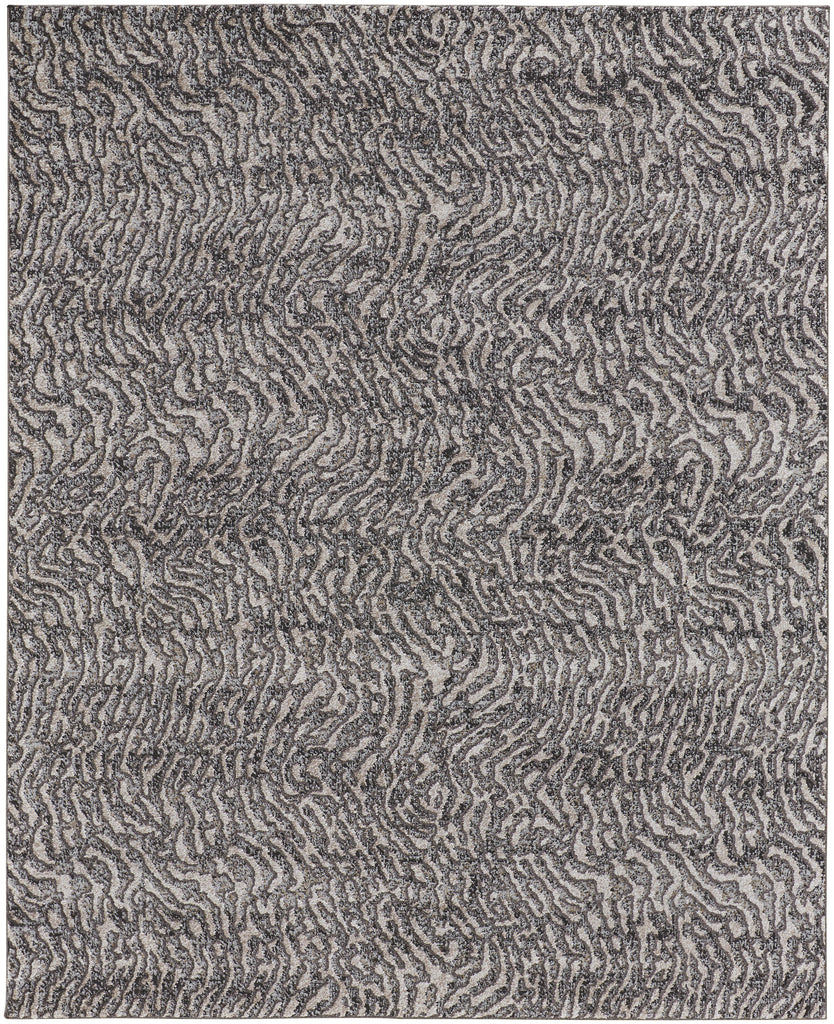 Vancouver Modern Abstract Gray Taupe Ivory Area Rug (10' x 14')