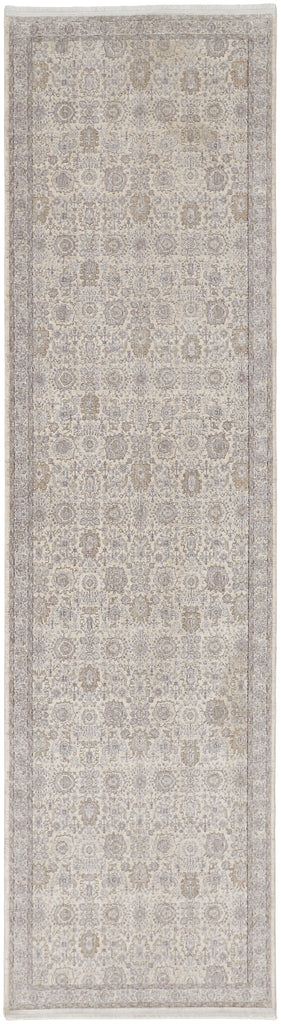 Marquette Transitional Oriental Gray Silver Ivory Area Rug (2'8" x 10')