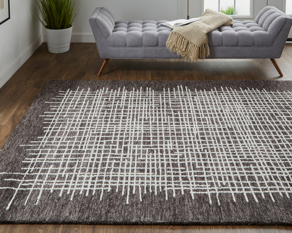 Maddox Transitional Abstract Brown Ivory Area Rug (10' x 14')