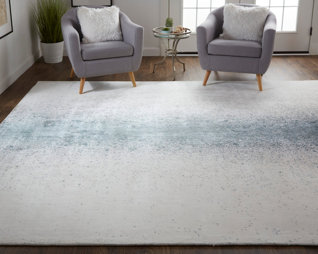 Grier Modern Gradient Ombre Blue Ivory Gray Area Rug (8' x 10')