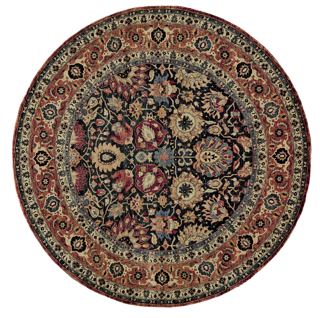 Anoosha Traditional Persian Black Red Orange Area Rug (8' x 8')