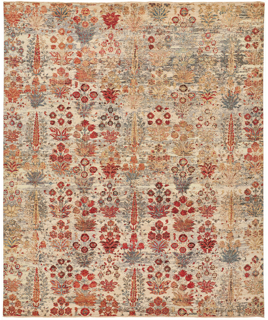 Siena Transitional Floral Botanical Ivory Red Blue Area Rug (2' x 3')