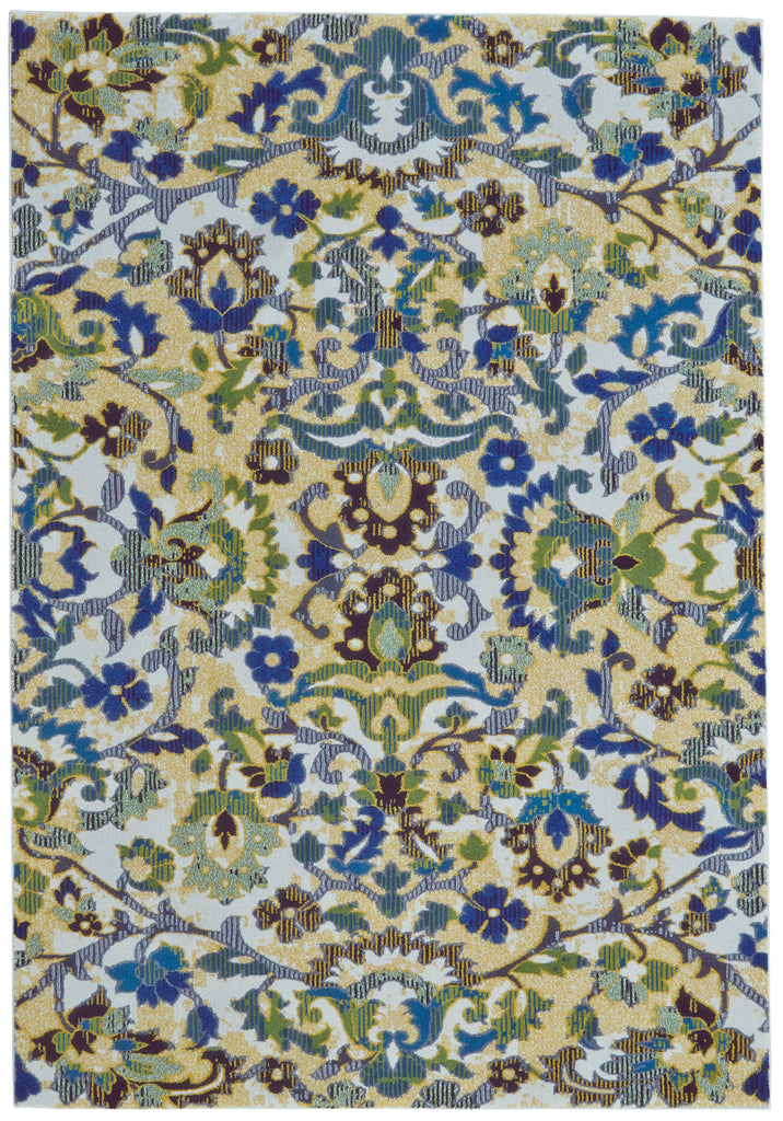 Brixton Modern Floral Botanical Green Blue Tan Area Rug (10' x 13'2")