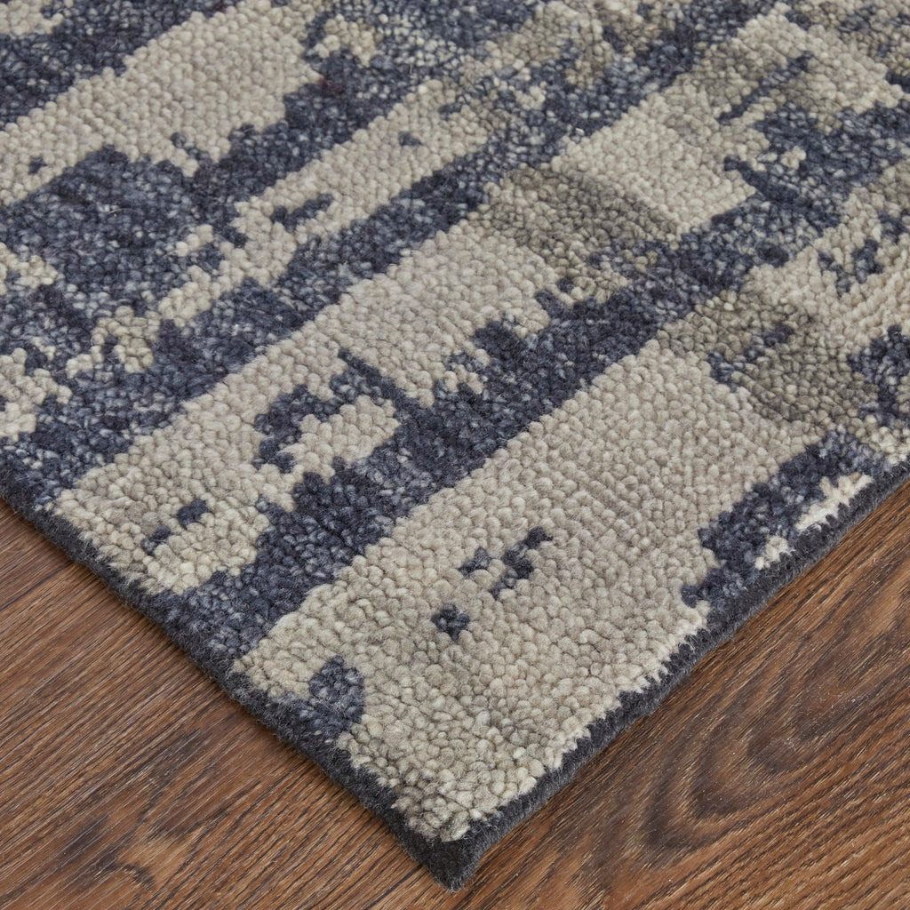 Altmar Modern Abstract Blue Gray Taupe Area Rug (5'6" x 8'6")