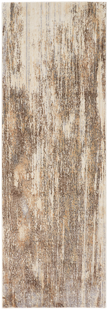 Parker Transitional Abstract Tan Ivory Brown Area Rug (2'6" x 8' / Pattern 1)