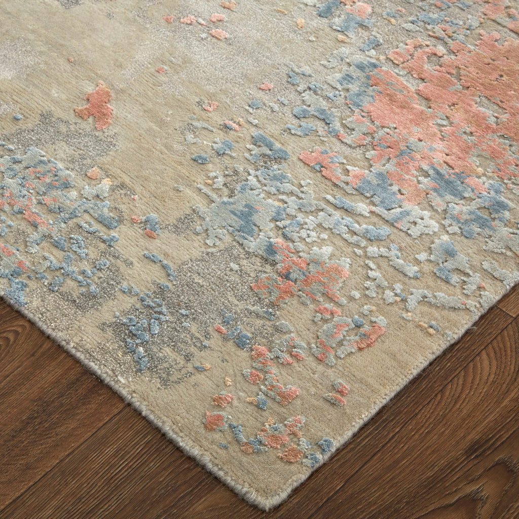 Mcdermott Modern Abstract Taupe Blue Pink Area Rug (3' x 5')