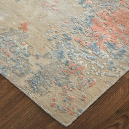 Mcdermott Modern Abstract Taupe Blue Pink Area Rug (3' x 5')