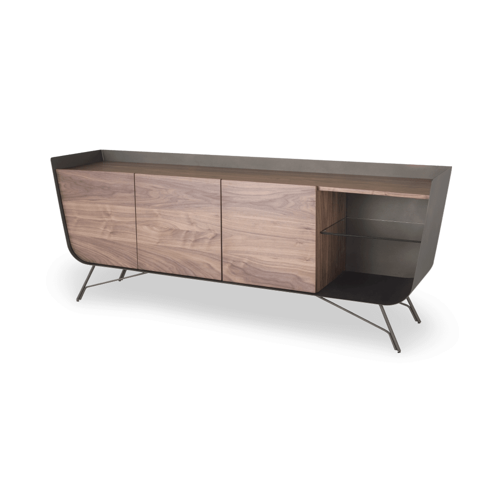 Noori Sideboard Cabinet - Walnut with Matte Bronze Accent