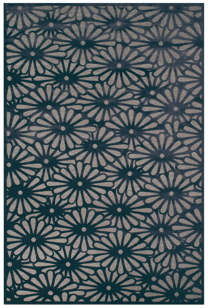 Saphir Callo Modern Floral Botanical Taupe Blue Area Rug (7'6" x 10'6")