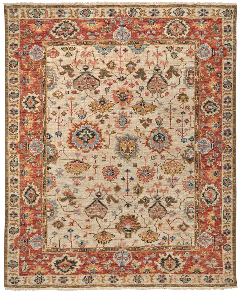 Carrington Traditional Oriental Ivory Red Blue Area Rug (3'6" x 5'6")