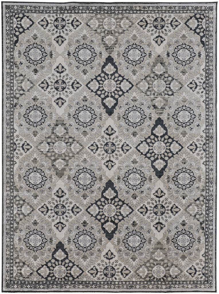 Macklaine Transitional Geometric Gray Black Area Rug (1'8" x 2'10")