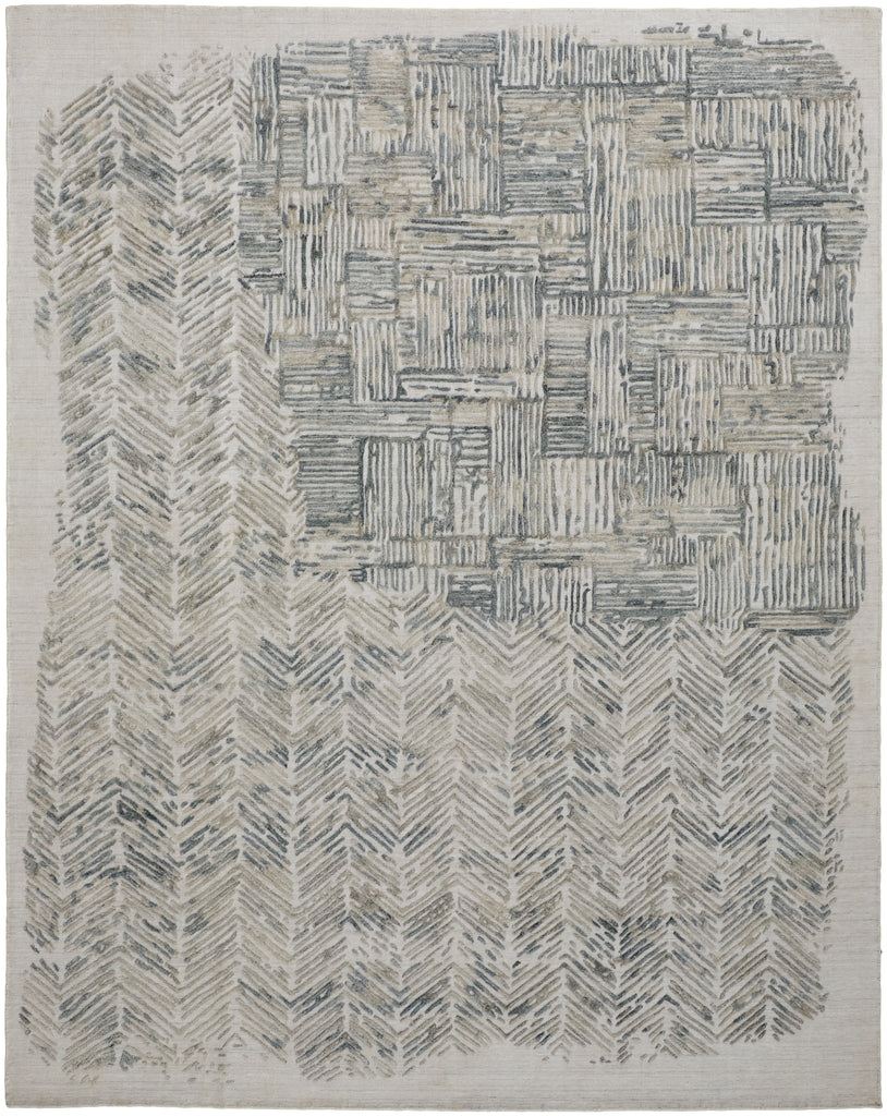 Elias Modern Abstract Green Blue Ivory Area Rug (8' x 10')