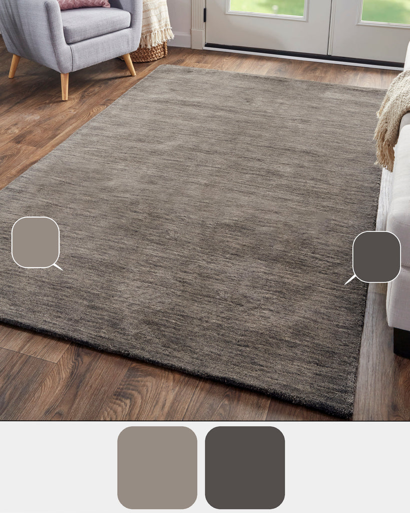 Luna Modern Solid Brown Taupe Area Rug (3'6" x 5'6")