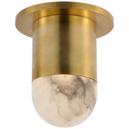 Melange Mini Monopoint Flush Mount, Antique-Burnished Brass With Alabaster