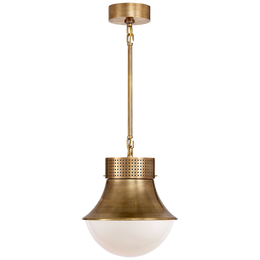 Precision Small Pendant - Antique-Burnished Brass With White Glass