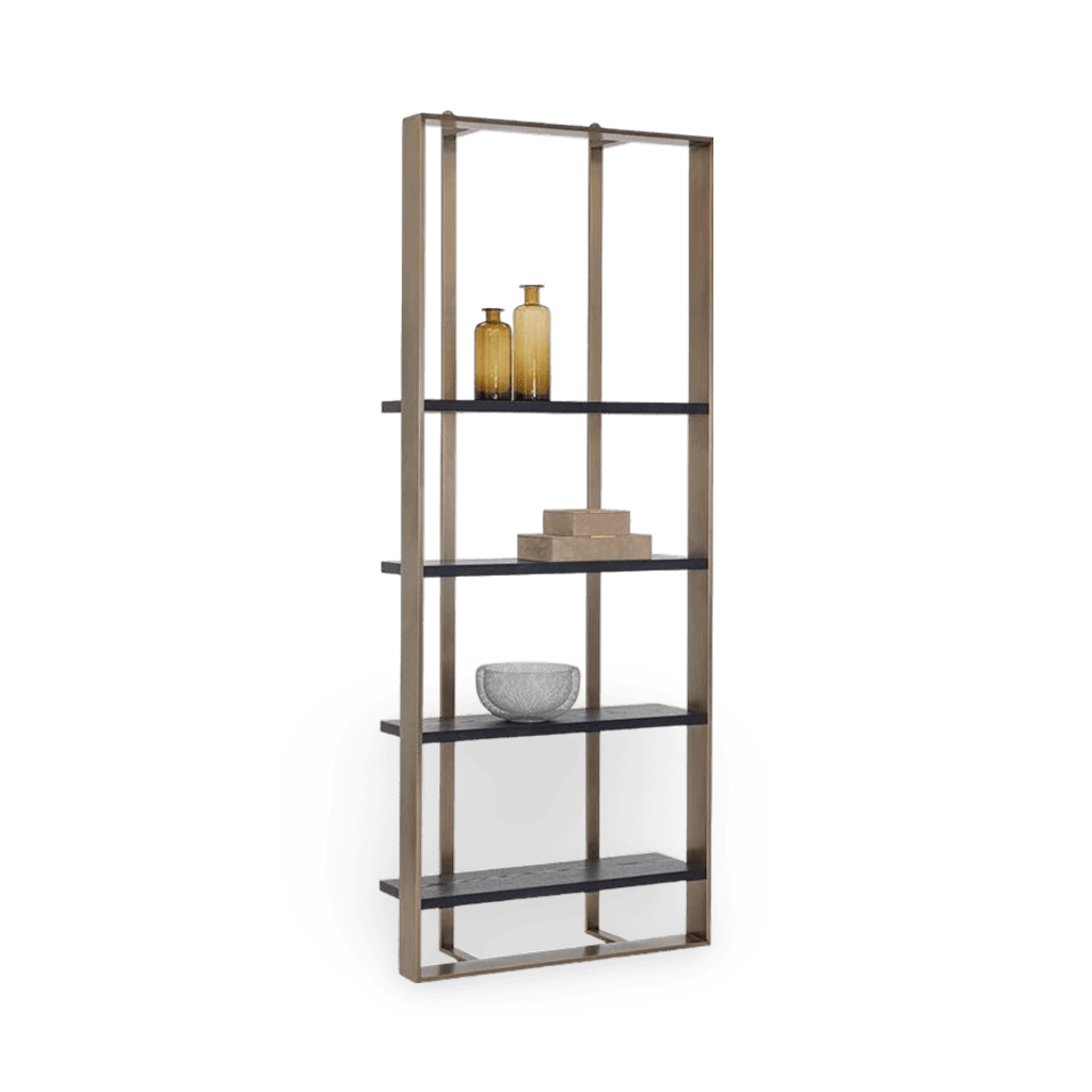 Dalton Bookcase - Antique Brass - Black