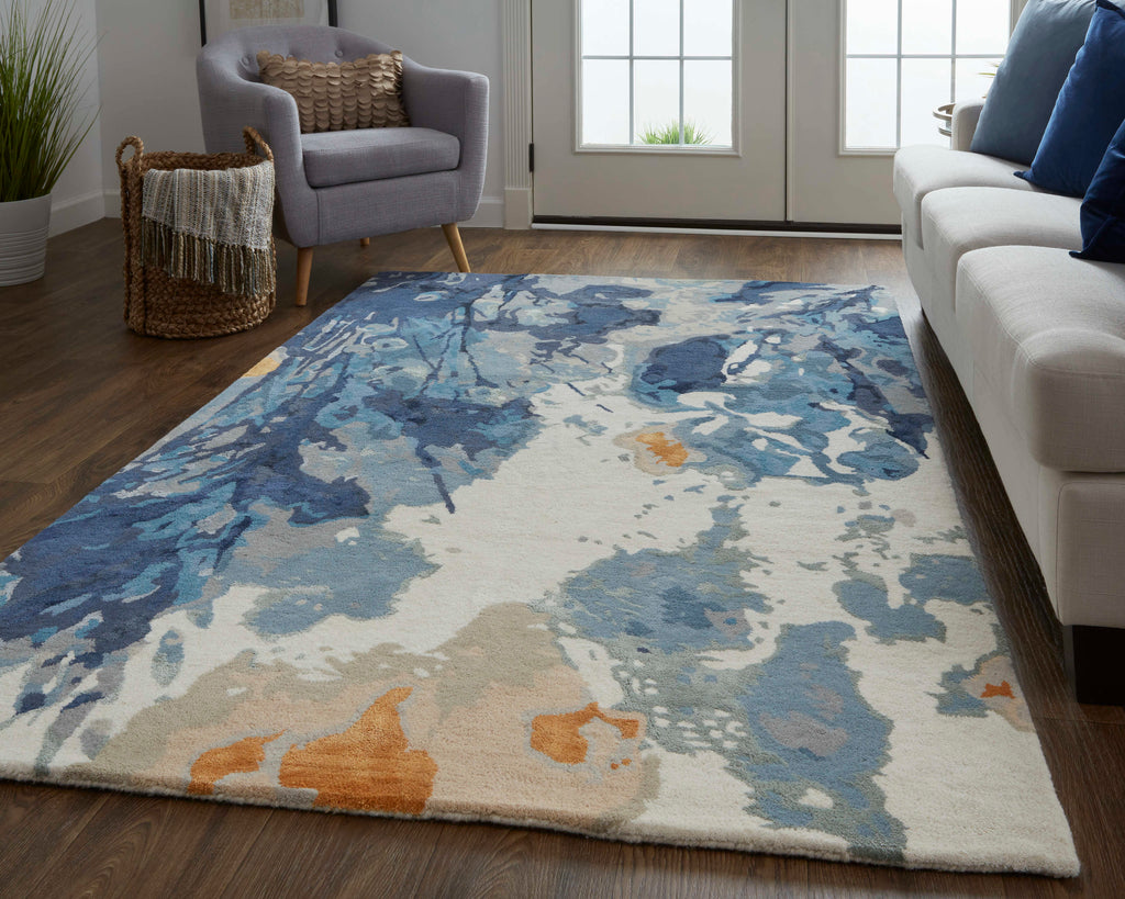 Dafney Transitional Floral Botanical Blue Area Rug (9' x 12')