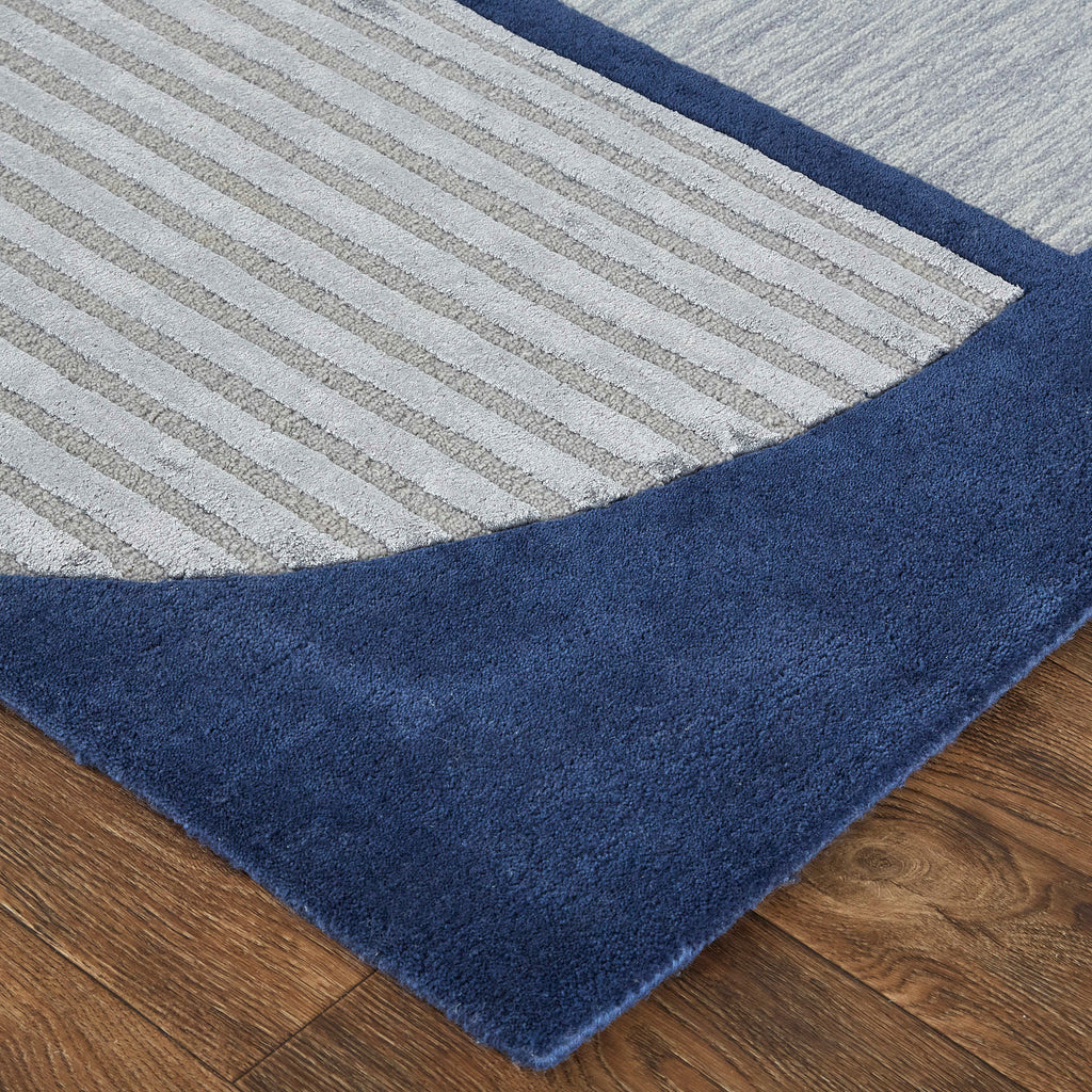 Nash Transitional Geometric Blue Silver Area Rug (10' x 14' / Pattern 1)