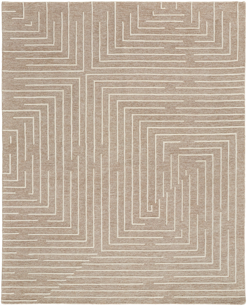 Fenner Transitional Geometric Taupe Ivory Area Rug (5' x 8')