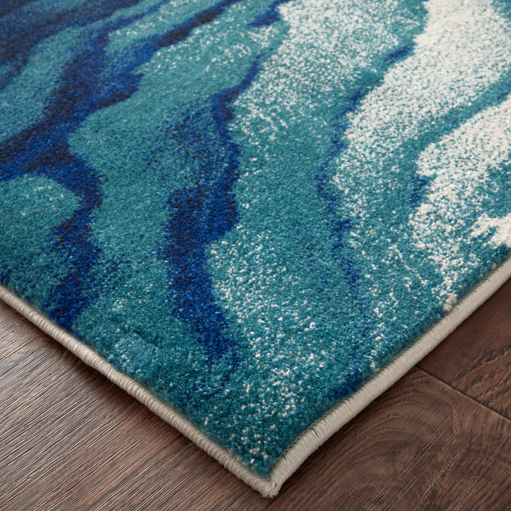 Brixton Modern Watercolor Blue Ivory Green Area Rug (1'8" x 2'10")