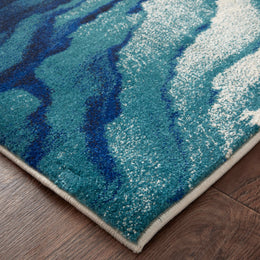 Brixton Modern Watercolor Blue Ivory Green Area Rug (1'8" x 2'10")