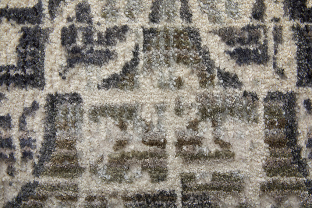 Kano Transitional Distressed Ivory Taupe Gray Area Rug (8'9" x 8'9")