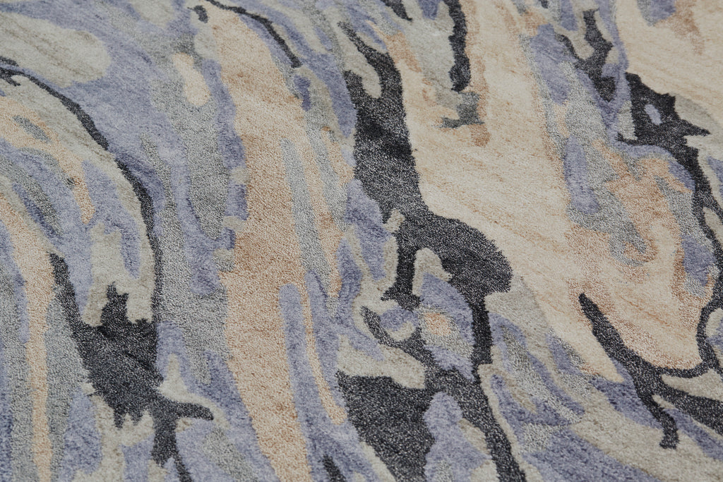 Dryden Transitional Abstract Blue Gray Taupe Area Rug (3'6" x 5'6")