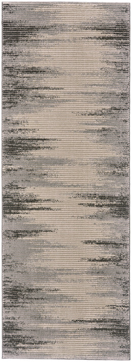 Akhari Transitional Abstract Ivory Gray Black Area Rug (1'8" x 2'10")