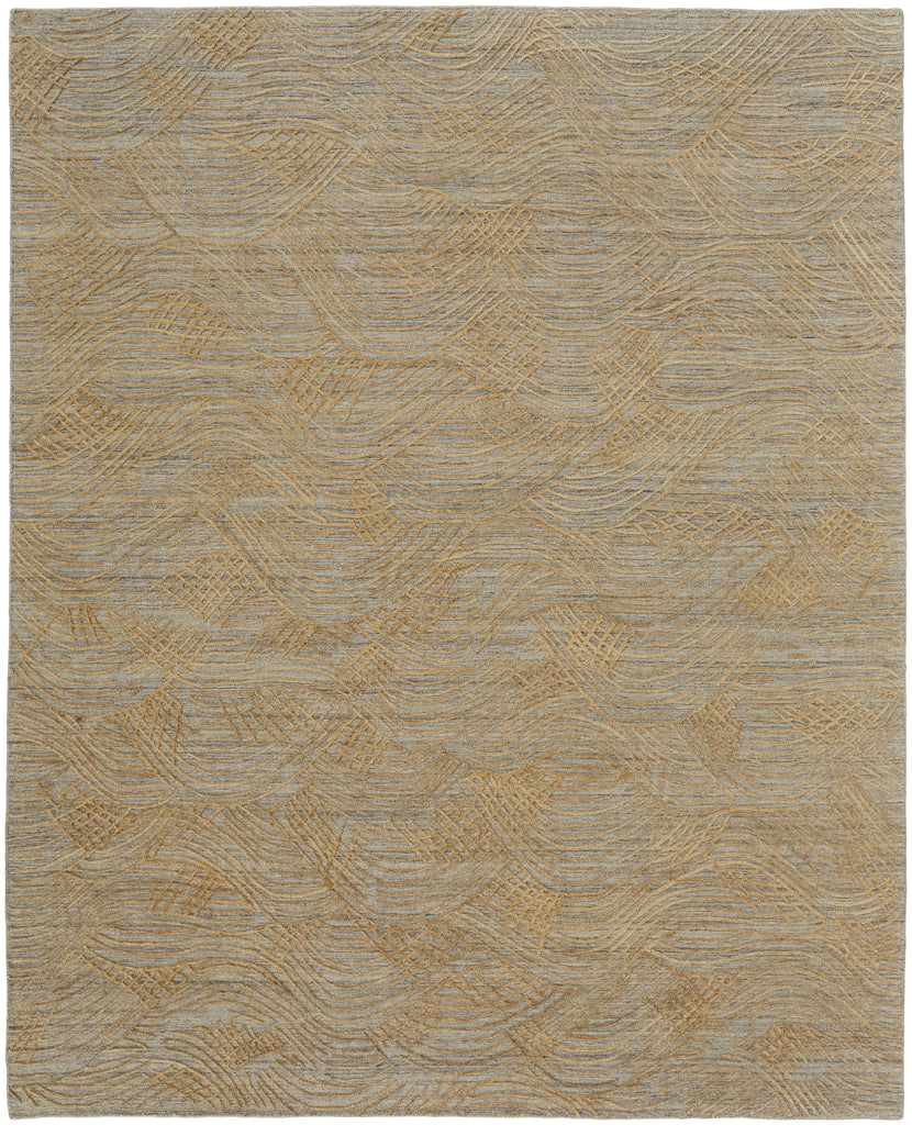 Taunton Transitional Abstract Gold Gray Area Rug (10' x 14')