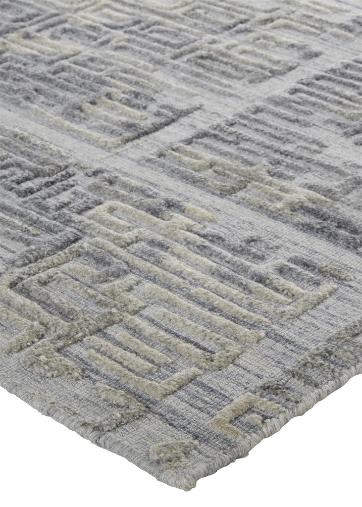 Elias Modern Abstract Gray Ivory Area Rug (2'9" x 10' / Pattern 2)