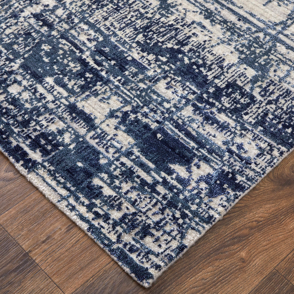 Eastfield Modern Abstract Blue Ivory Area Rug (4' x 6' / Pattern 2)