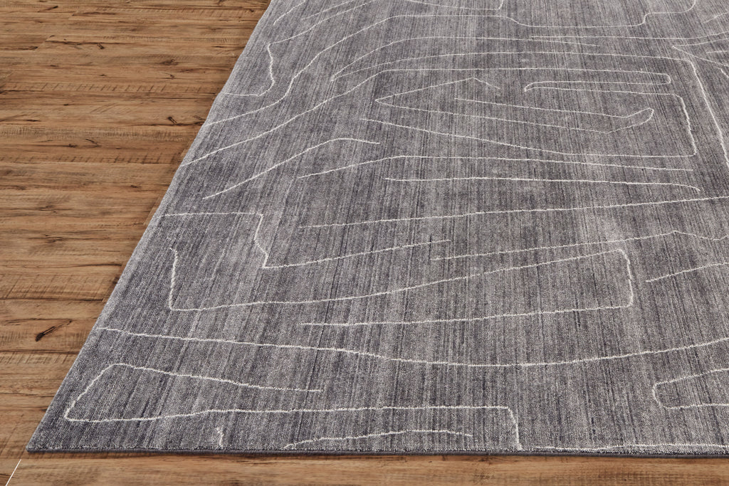 Lennox Modern Abstract Gray Ivory Area Rug (2' x 3')