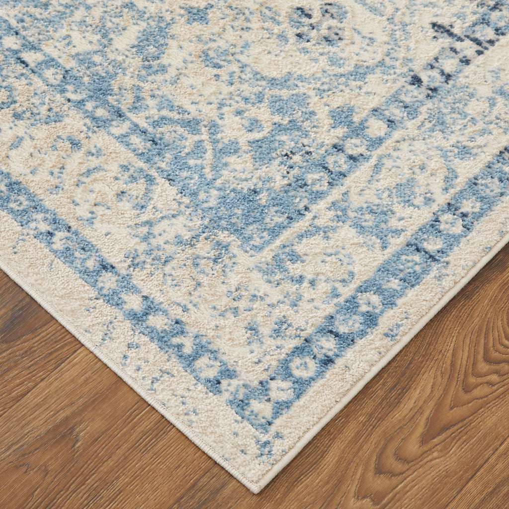 Camellia Transitional Diamond Blue Ivory Area Rug (8' x 10')