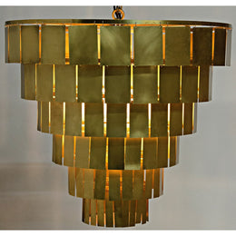 Shield Chandelier, Antique Brass