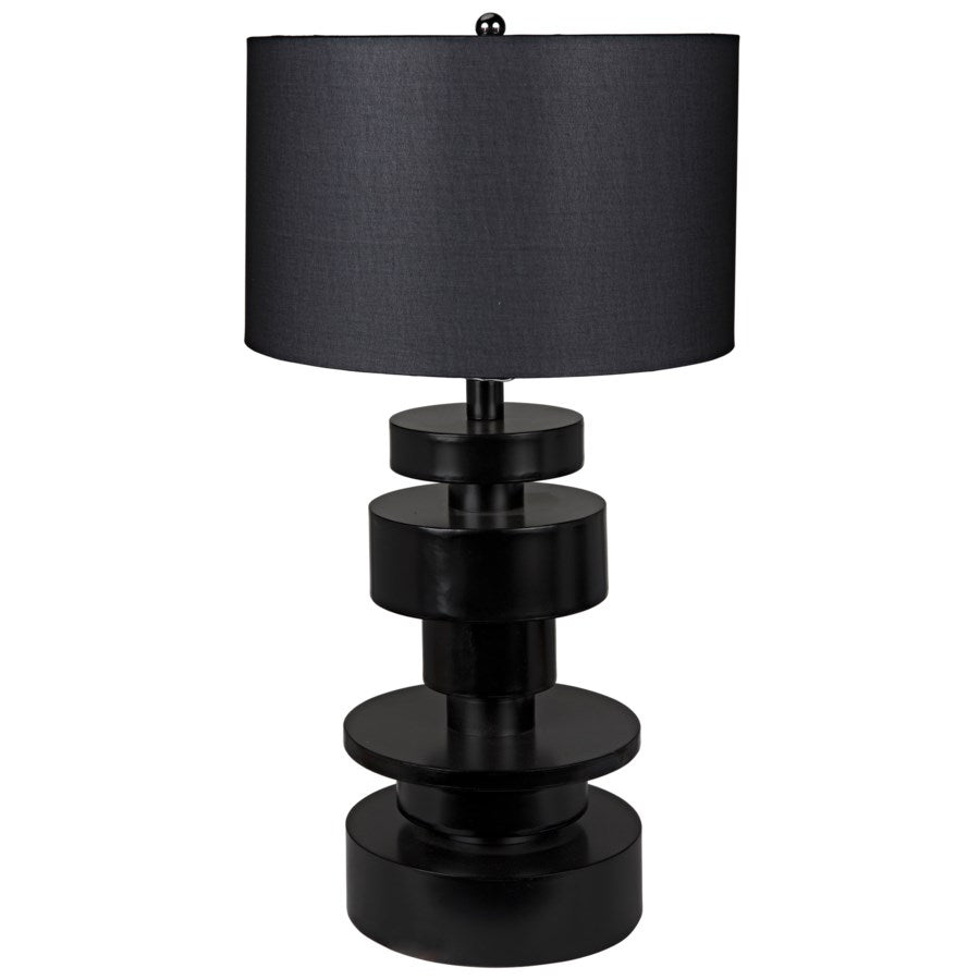 Wilton Table Lamp, Black Metal with Shade