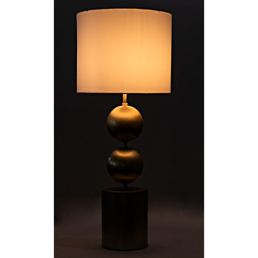 Tulum Table Lamp with Shade, Antique Brass