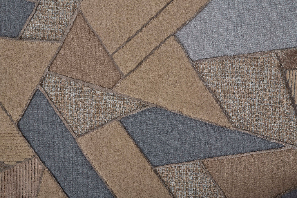 Nash Transitional Geometric Tan Brown Blue Area Rug (8' x 10')